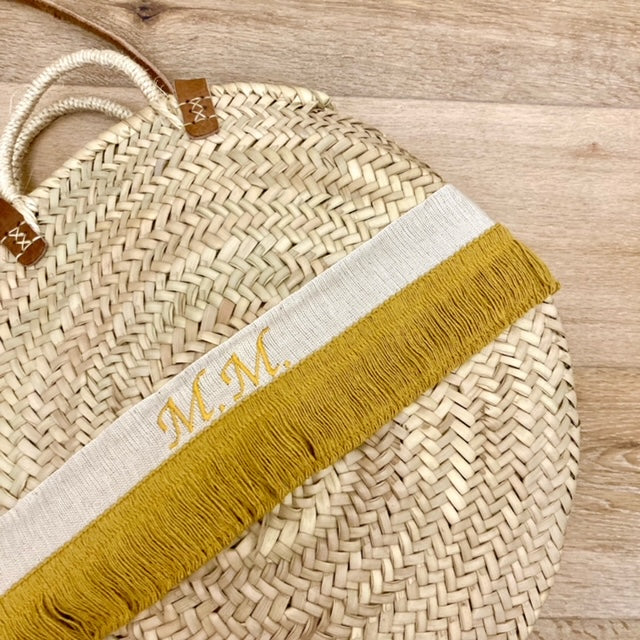 Borsa in paglia rotonda grande personalizzata
